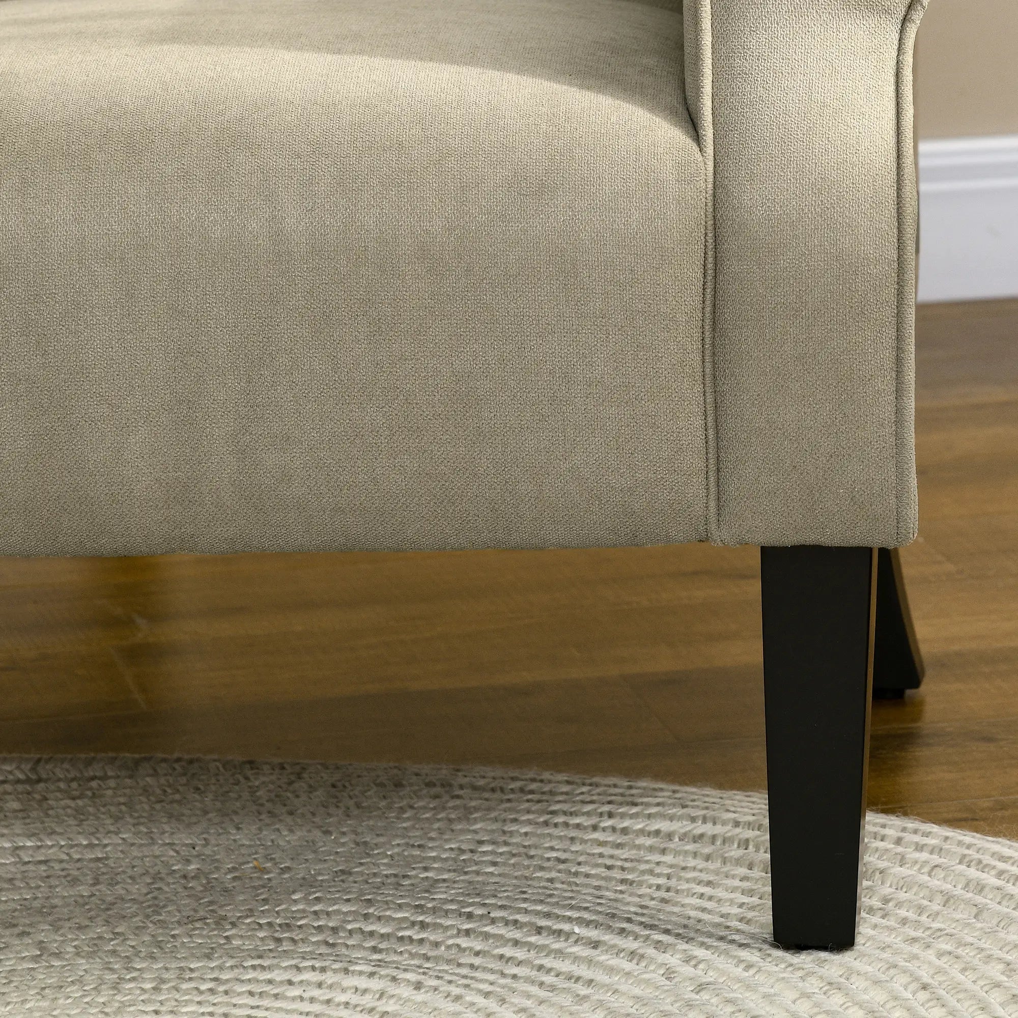 Modern Fabric Armchair with Wood Legs, Living Room, Bedroom, Beige Accent Chairs at Gallery Canada