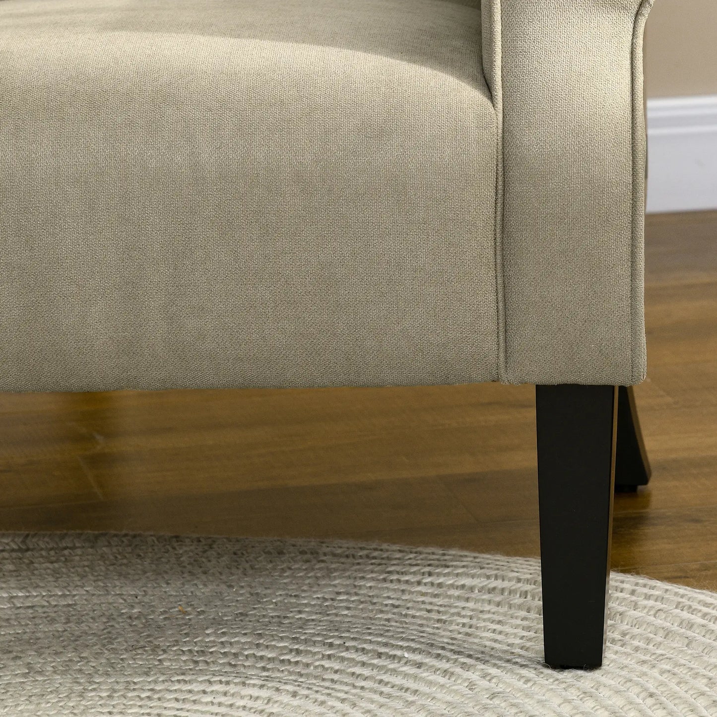 Modern Fabric Armchair with Wood Legs, Living Room, Bedroom, Beige Accent Chairs at Gallery Canada