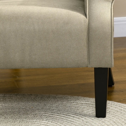 Modern Fabric Armchair with Wood Legs, Living Room, Bedroom, Beige Accent Chairs at Gallery Canada