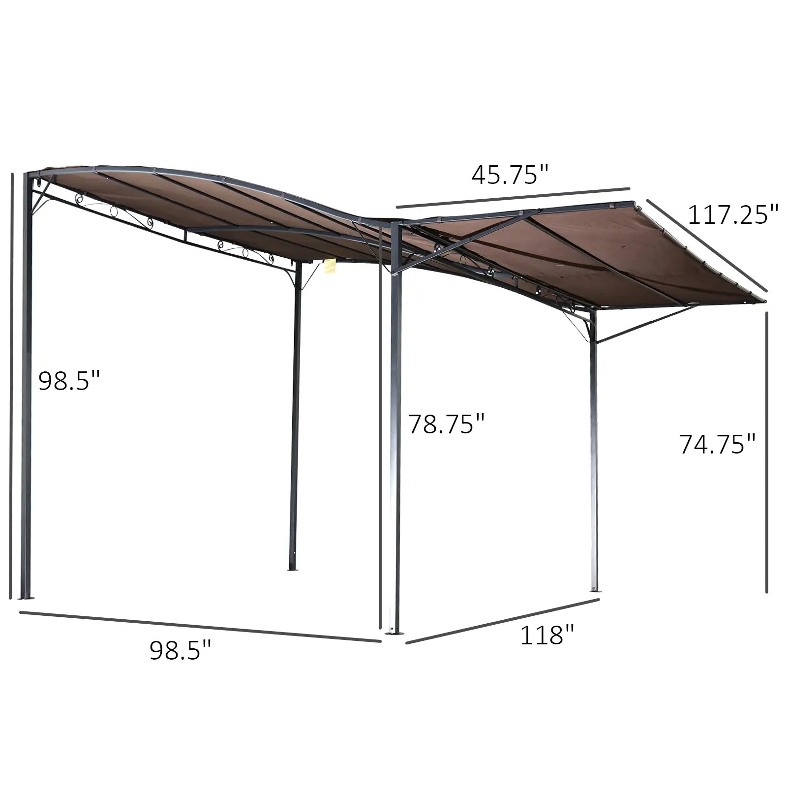 10x8ft Patio Metal Gazebo With Extendable Side Awning, Brown Pergolas at Gallery Canada