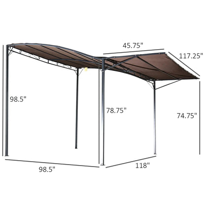 10x8ft Patio Metal Gazebo With Extendable Side Awning, Brown Pergolas at Gallery Canada