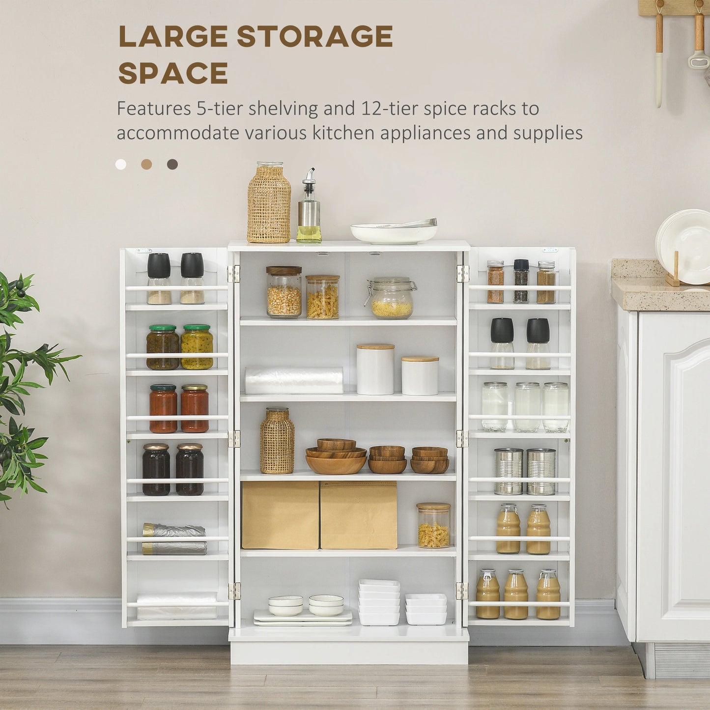 41" Storage Cabinet, 2-Door Kitchen Pantry, 5-Tier Shelving, 12 Spice Racks Kitchen Pantry Cabinets at Gallery Canada
