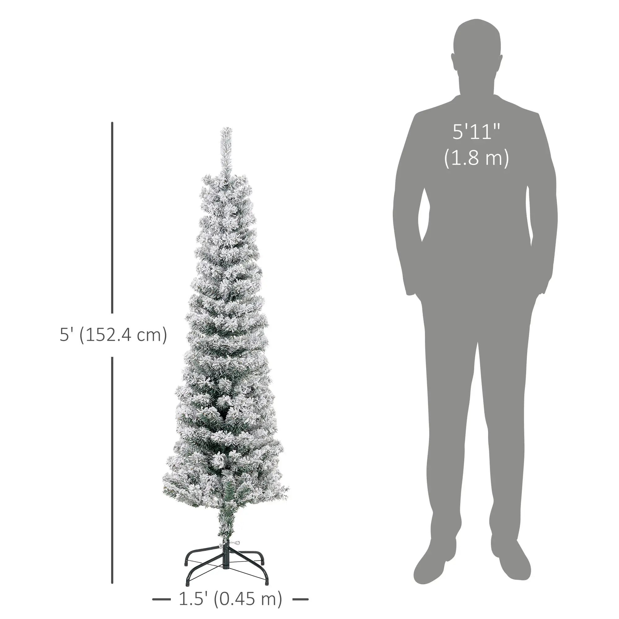 5ft Flocked Pencil Christmas Tree, Realistic Tips, Green Pencil Christmas Trees at Gallery Canada