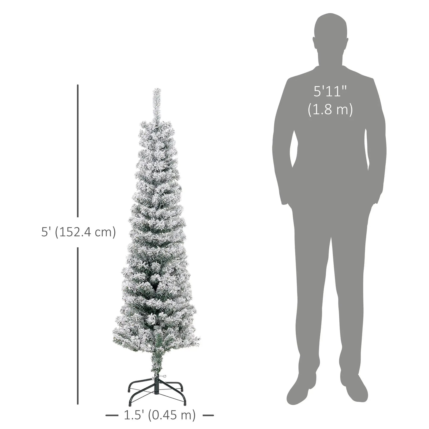 5ft Flocked Pencil Christmas Tree, Realistic Tips, Green Pencil Christmas Trees at Gallery Canada