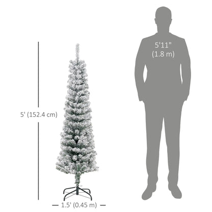 5ft Flocked Pencil Christmas Tree, Realistic Tips, Green Pencil Christmas Trees at Gallery Canada