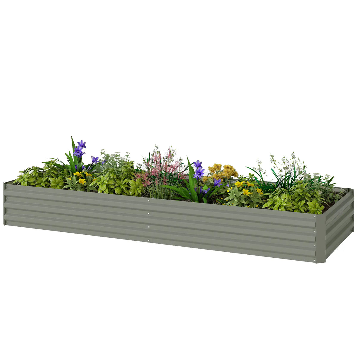 8 x 3 x 1ft Galvanized Raised Garden Bed, Metal Elevated Planter Box, Light Grey Galvanized Planter Boxes Light Grey at Gallery Canada