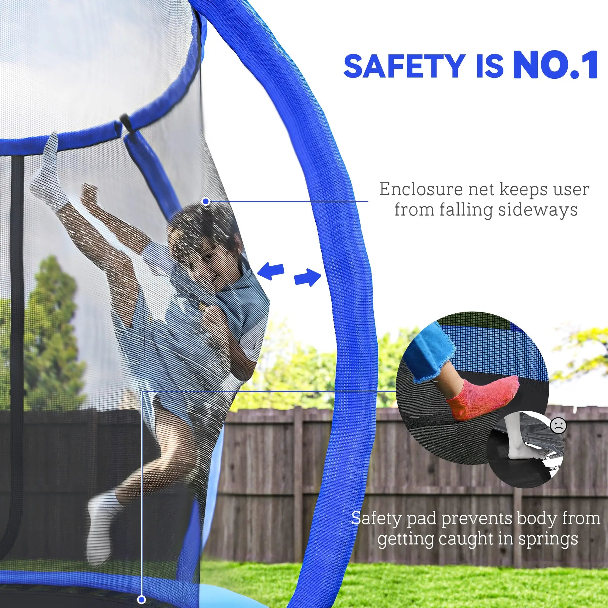 8ft Trampoline, ASTM Certified, Circular Base, Enclosure Net, Ladder Trampolines at Gallery Canada