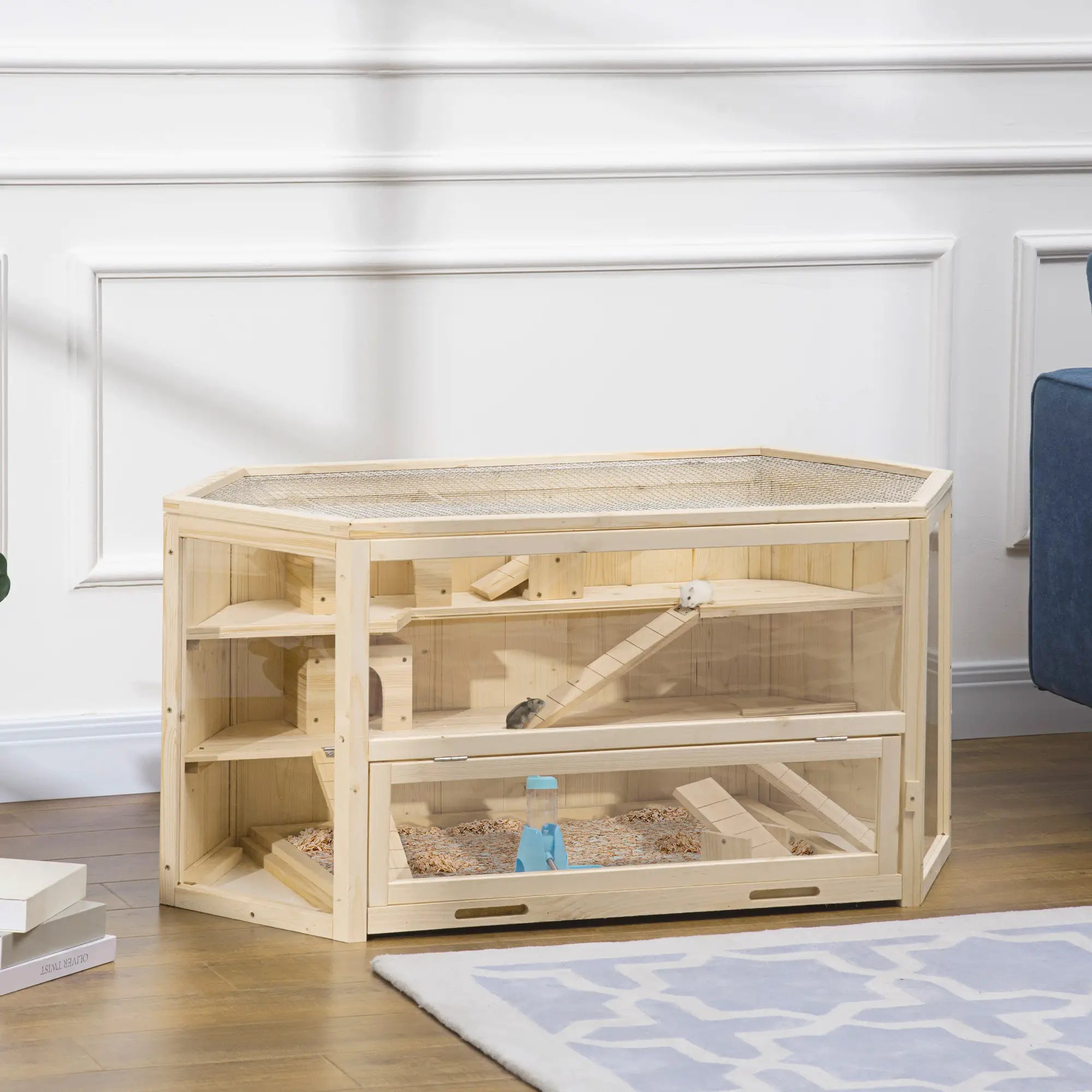Large Wooden Hamster Cage, 3 Tier with Tray, Seesaws, Water Bottle Hamster Cages at Gallery Canada