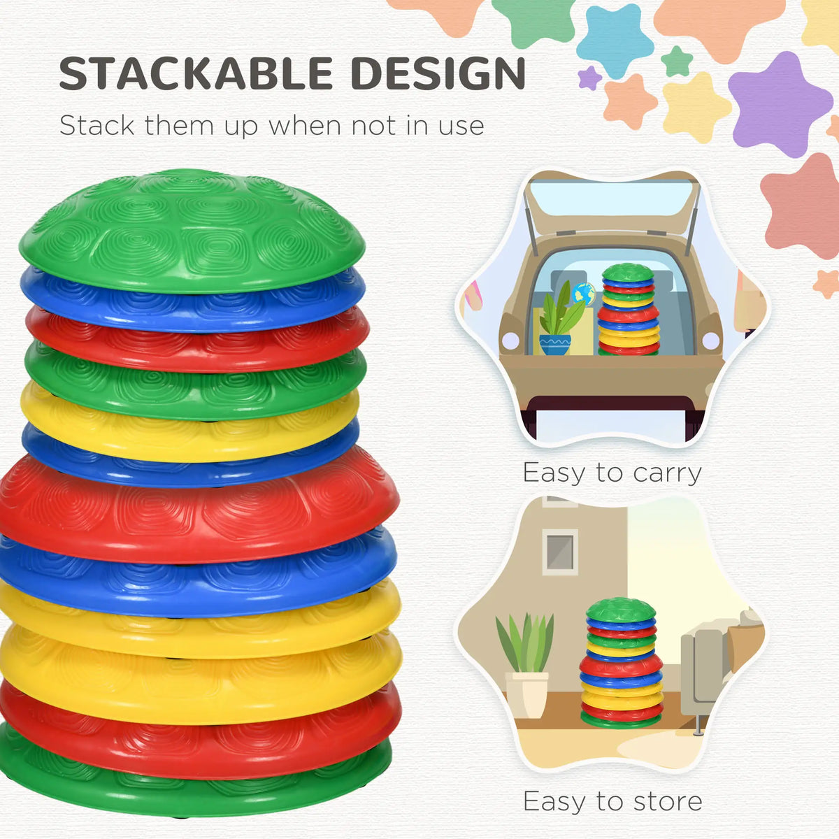 12 PCs Balance Stepping Stones, Turtle Shell Design, Anti-Slip Mat, Ages 3-8 Years, Stackable Gym Sets & Swings at Gallery Canada