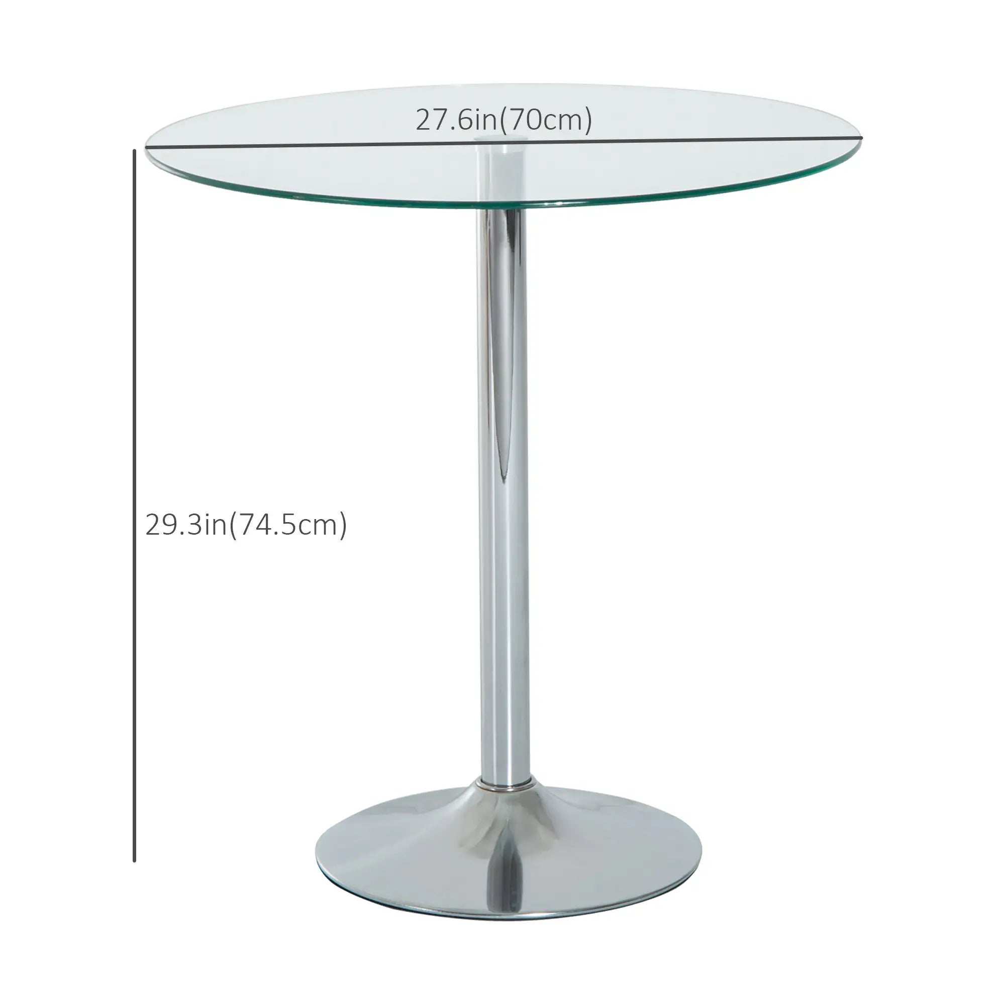 Round Dining Table, Tempered Glass Top, Galvanized Metal Base, Small, Silver Bar Tables & Dining Tables at Gallery Canada