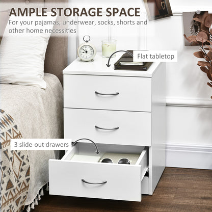 Modern Wood Nightstand, 3 Drawers, Anti-Tipping, White Bedside Tables at Gallery Canada