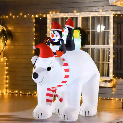 7ft Inflatable Christmas Decor, Polar Bear and Penguins, Holiday Yard Christmas Inflatables at Gallery Canada