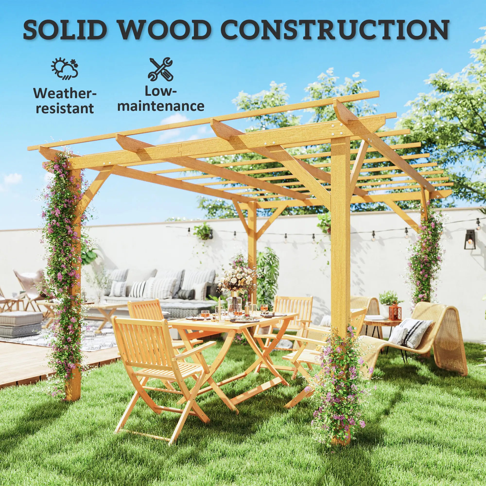 10' x 13' Wood Pergola, Outdoor Gazebo for Garden, Patio Pergolas at Gallery Canada