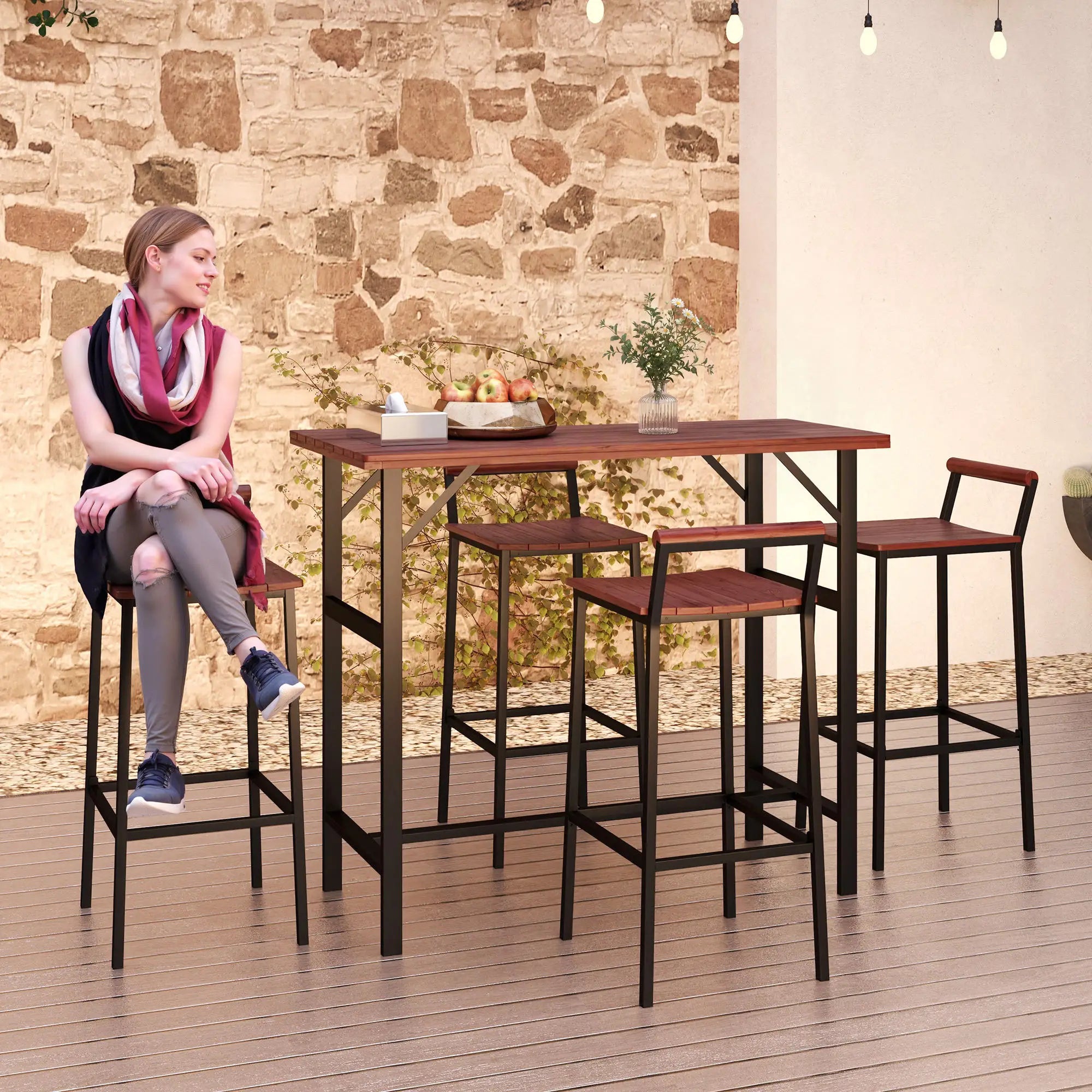 5 Piece Patio Bar Set, 47