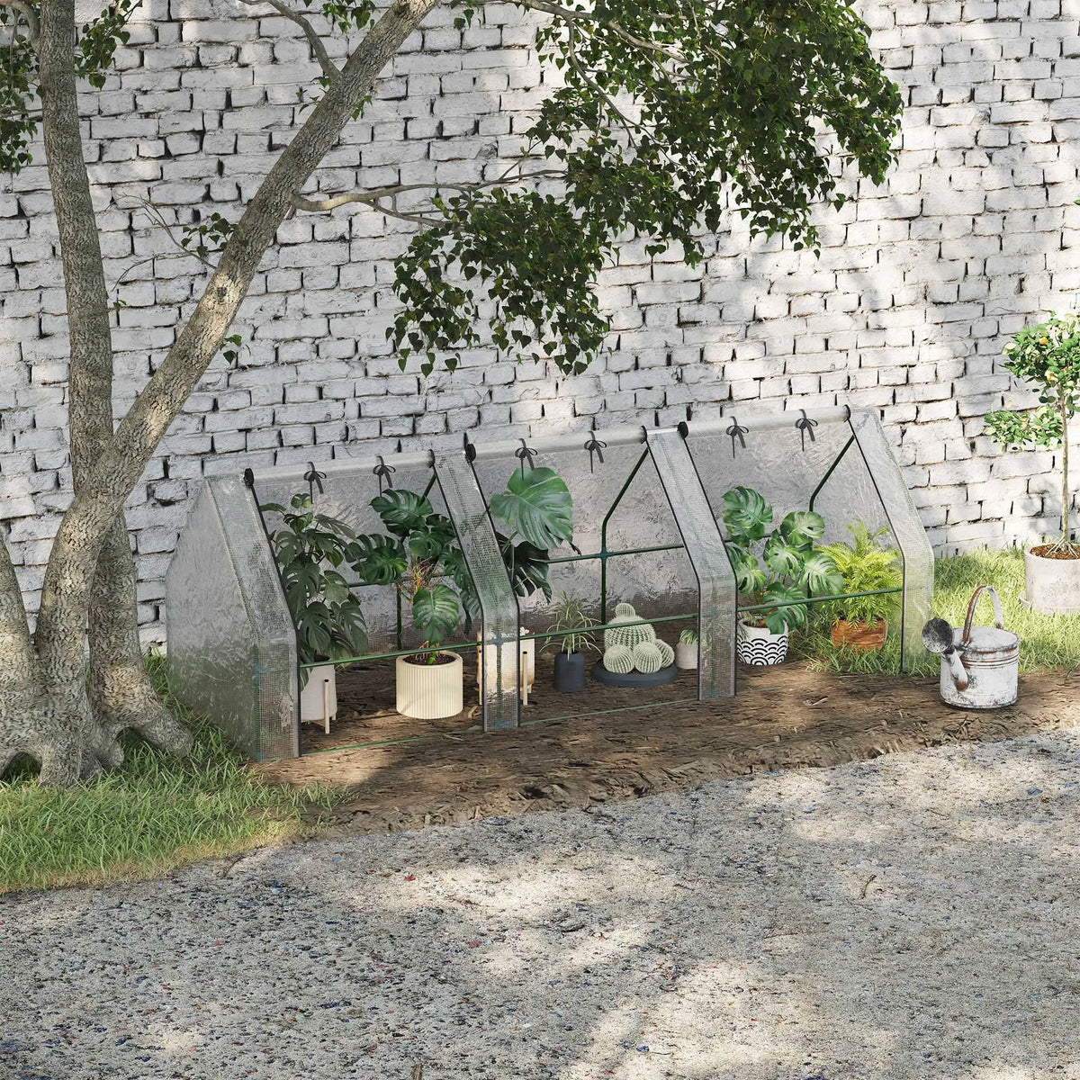 9' x 3' x 3' Mini Greenhouse, Portable with PE Cover, White Mini Greenhouses at Gallery Canada