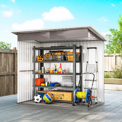 7' x 4' Galvanised Steel Outdoor Storage Shed, Garden Shed With Window, Lockable Door, Air Vents, Warm Grey Sheds at Gallery Canada