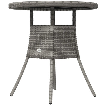 27.5" Outdoor Wicker Dining Table, PE Rattan Patio Furniture, Grey Patio Dining Tables Grey at Gallery Canada