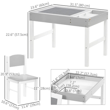 Kids Lego Table with Storage, 2PCs Toddler Activity Furniture, Grey Kids Table Sets at Gallery Canada