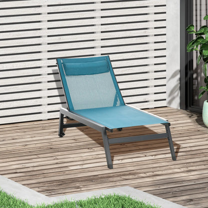 5-Position Tanning Chair With Wheels, Headrest, Aluminum Frame, Blue Lounger Chairs at Gallery Canada