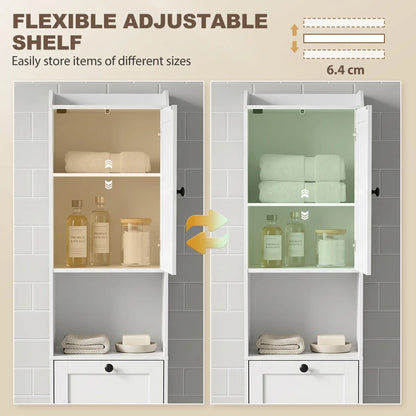 67" Tall Bathroom Storage Cabinet, Narrow with Laundry Basket, White Bathroom Cabinets at Gallery Canada