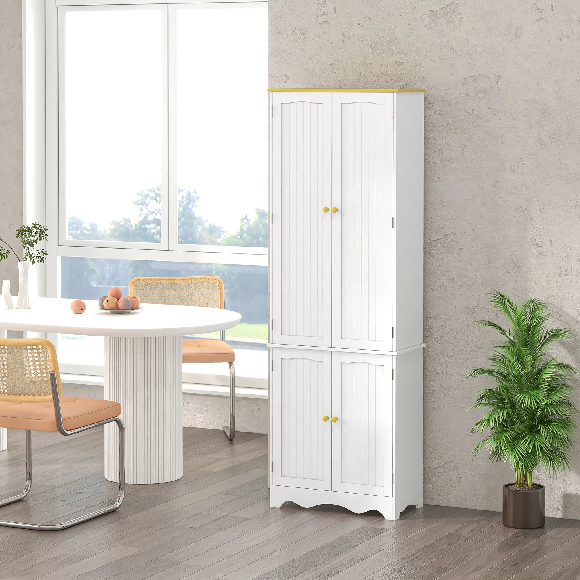 Freestanding Storage Cabinet, Kitchen Pantry with 4 Shelves, 4 Doors Kitchen Pantry Cabinets at Gallery Canada
