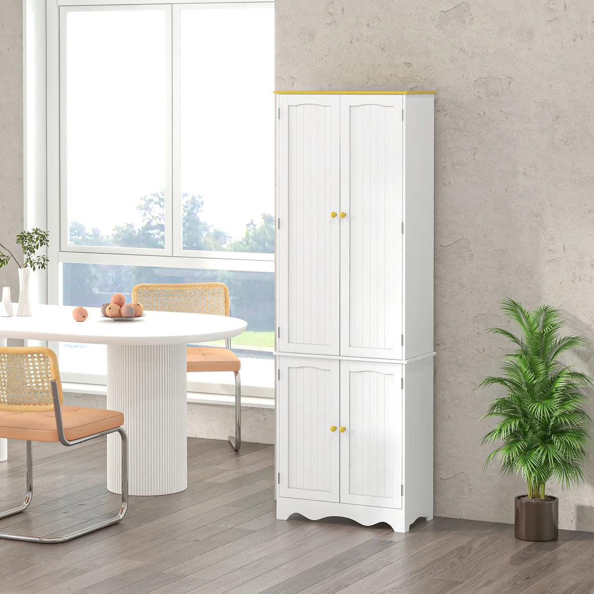 Freestanding Storage Cabinet, Kitchen Pantry with 4 Shelves, 4 Doors Kitchen Pantry Cabinets at Gallery Canada