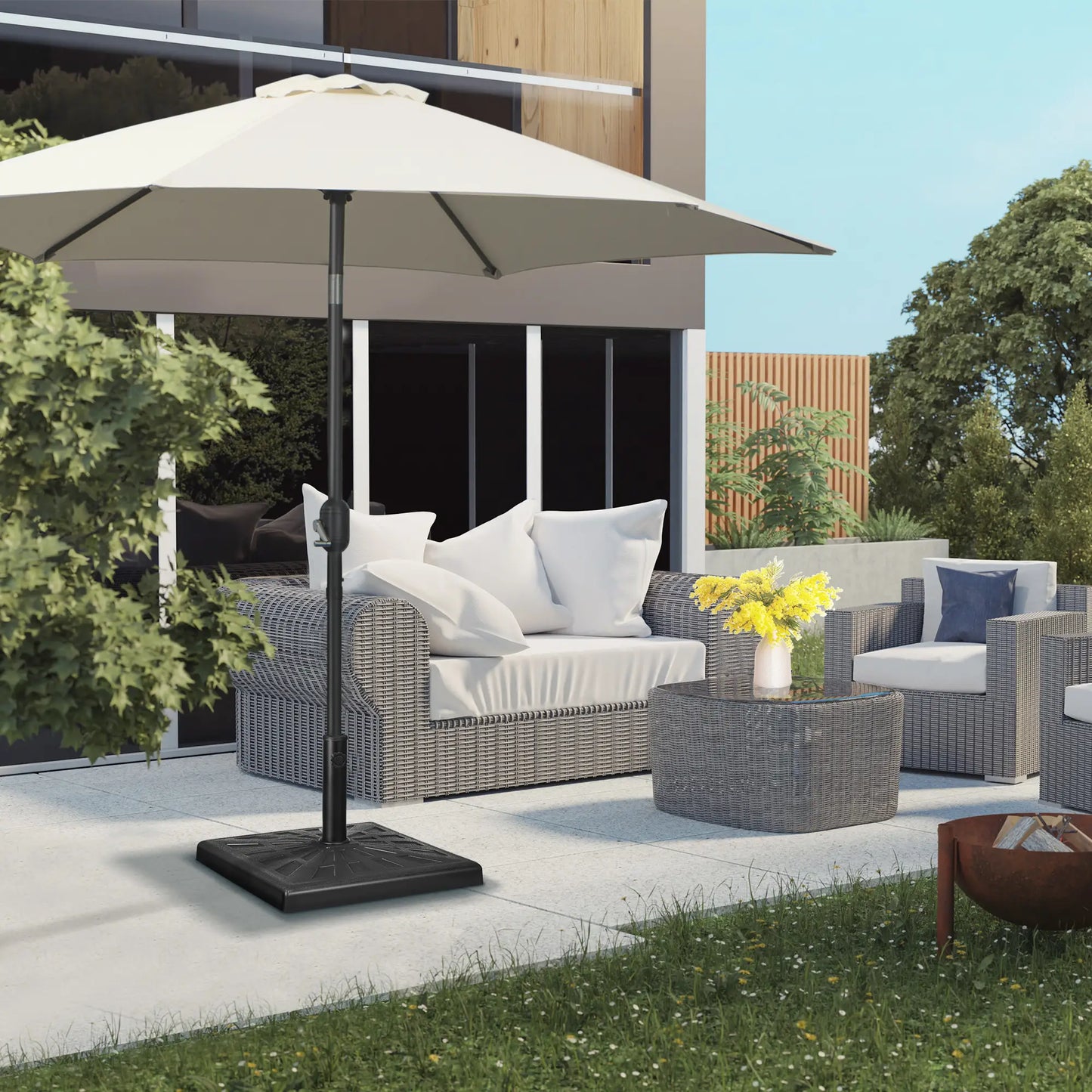 42 lb Heavy Duty Patio Umbrella Stand, 20" Resin Base, Black Umbrella Bases at Gallery Canada