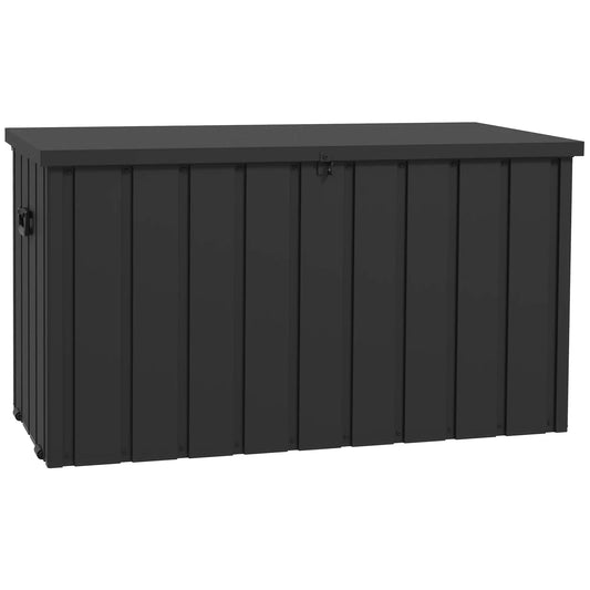 Coffre de terrasse de 119 gallons, conteneur de stockage en acier galvanisé verrouillable, gris foncé
