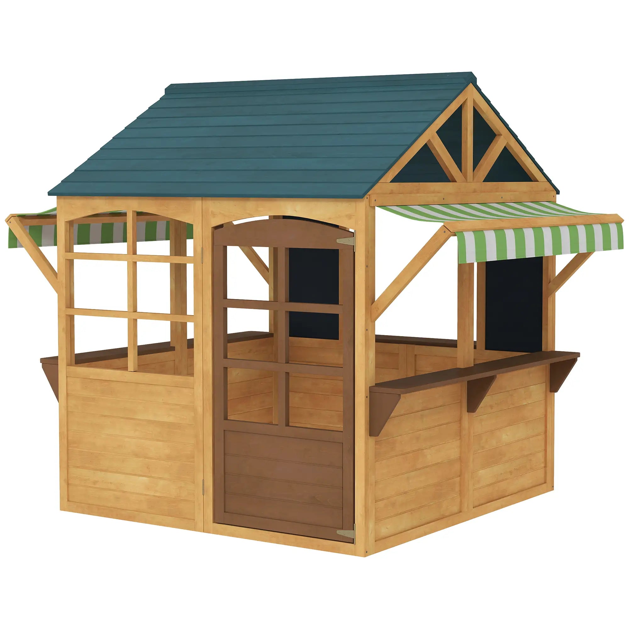 Foldable Wooden Playhouse for Kids, Snack Bar, Working Door, Brown Play Houses Brown, Blue at Gallery Canada