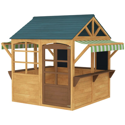 Foldable Wooden Playhouse for Kids, Snack Bar, Working Door, Brown Play Houses Brown, Blue at Gallery Canada
