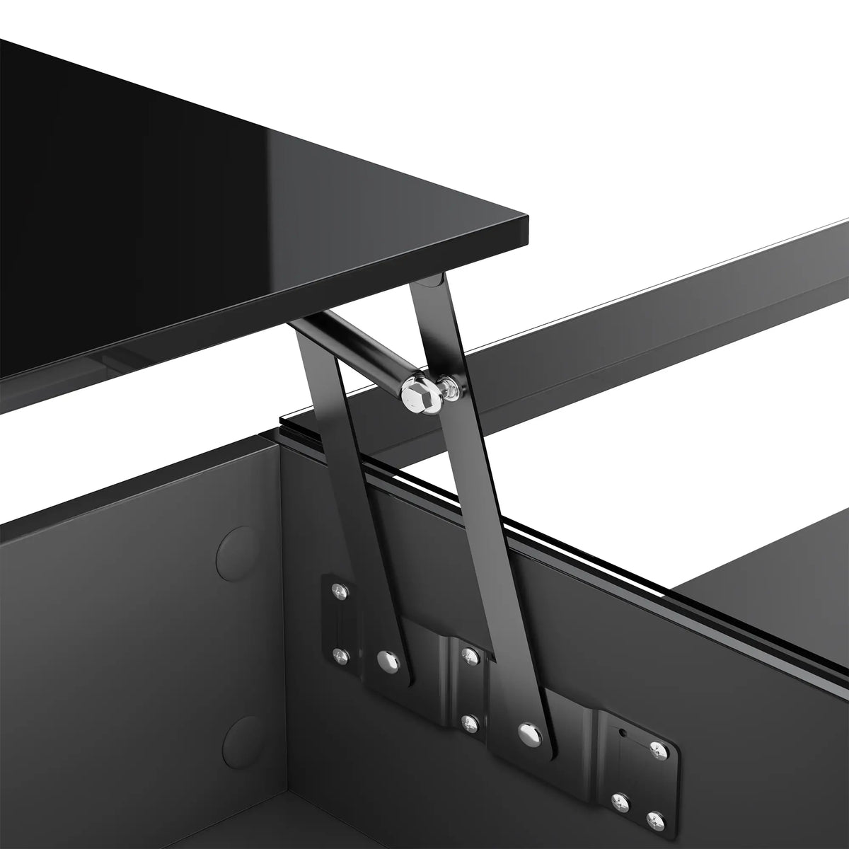 LED Coffee Table, Glass Top, Adjustable Height, Storage, 43.5" L x 21.5" W x 15.5" H, Black Coffee Tables at Gallery Canada