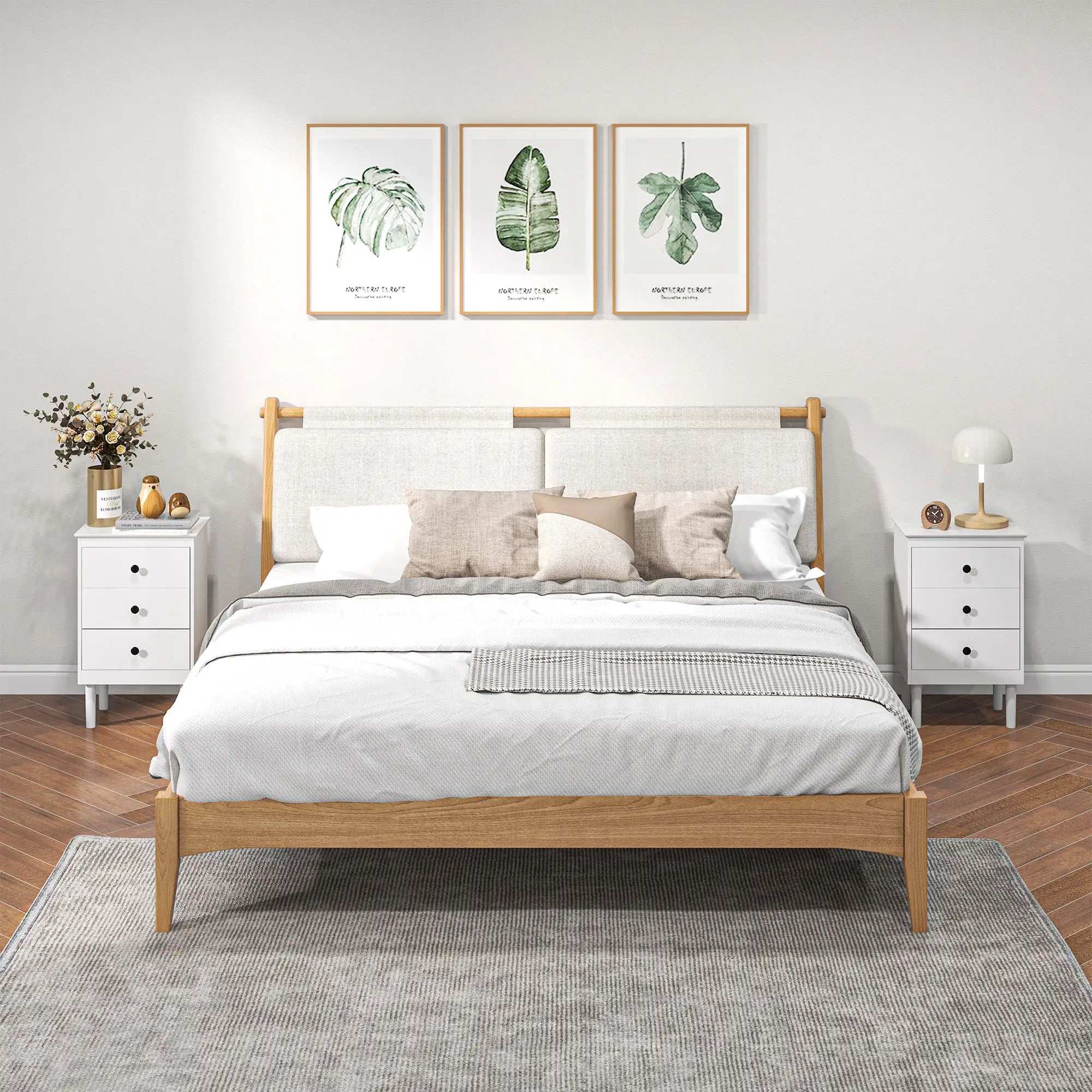 Two 3-Drawer Modern Bedside Tables, White Bedside Tables at Gallery Canada
