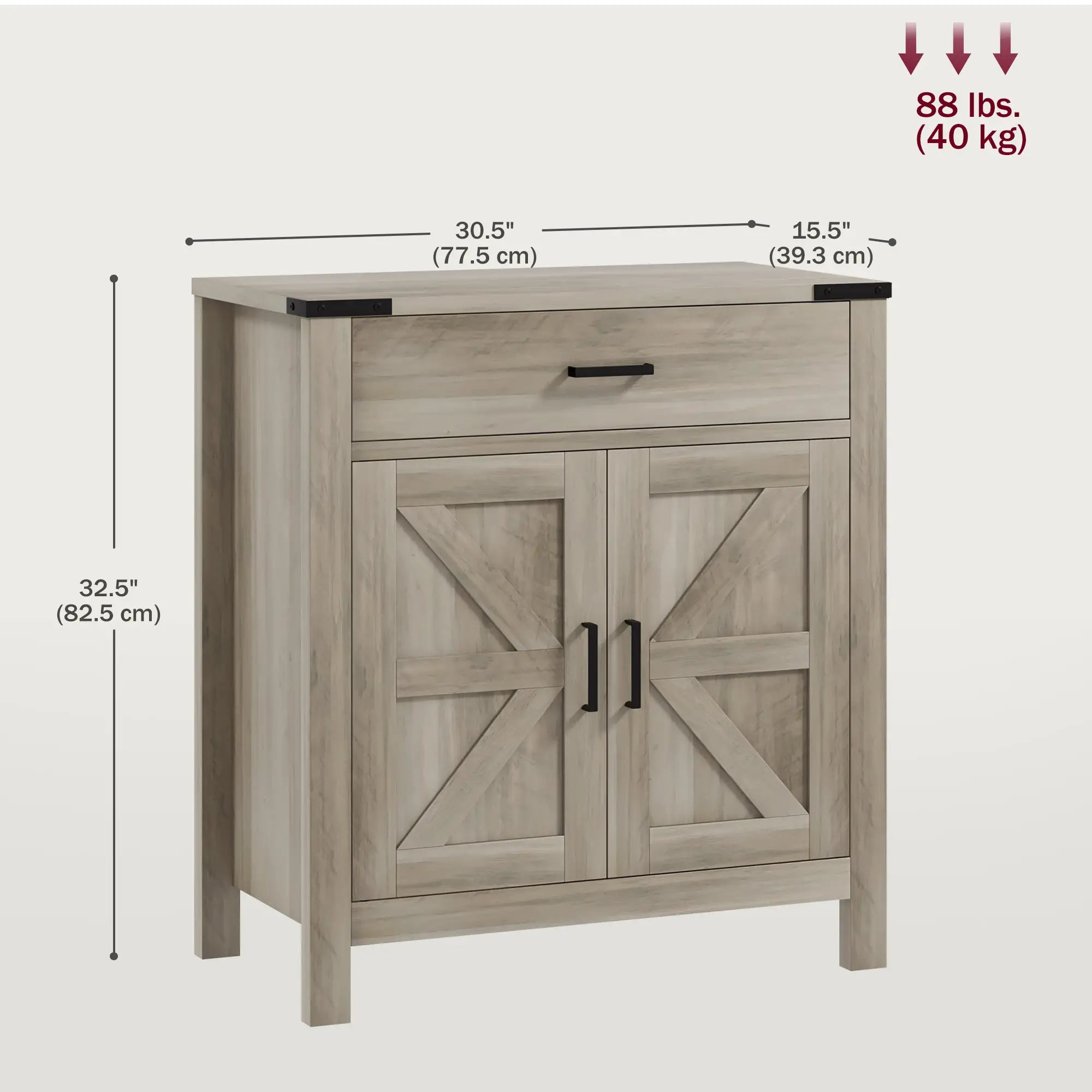 Farmhouse Buffet Cabinet, 1 Drawer, Storage Cabinet, Adjustable Shelf, Grey Bar Cabinets at Gallery Canada