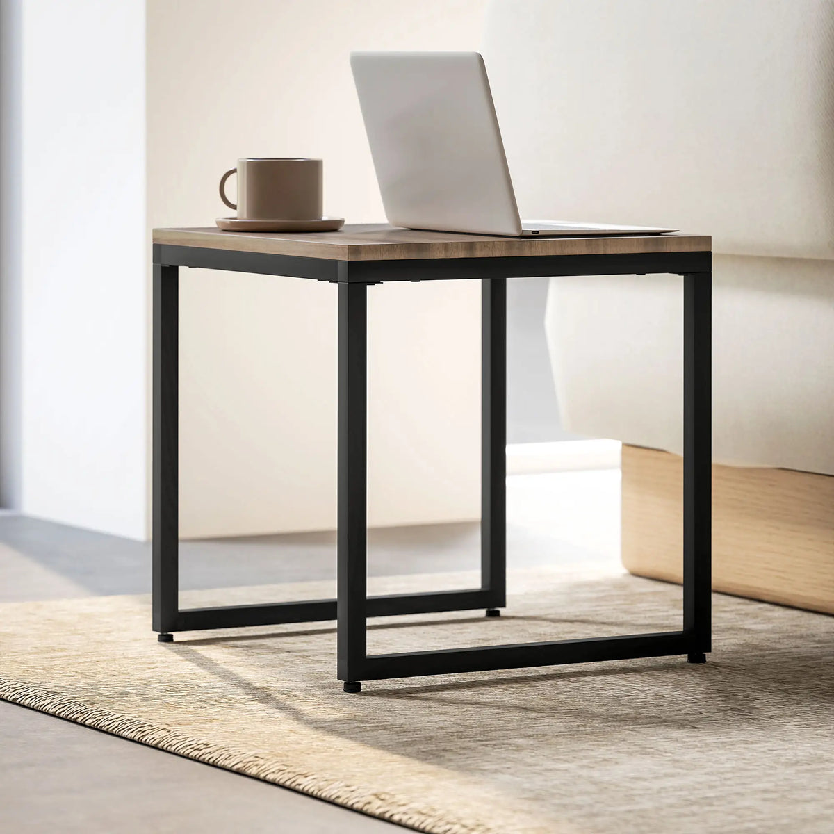 Nesting Coffee Table Set of 3, Black Metal Frame, 3-Piece, Brown Coffee Tables at Gallery Canada