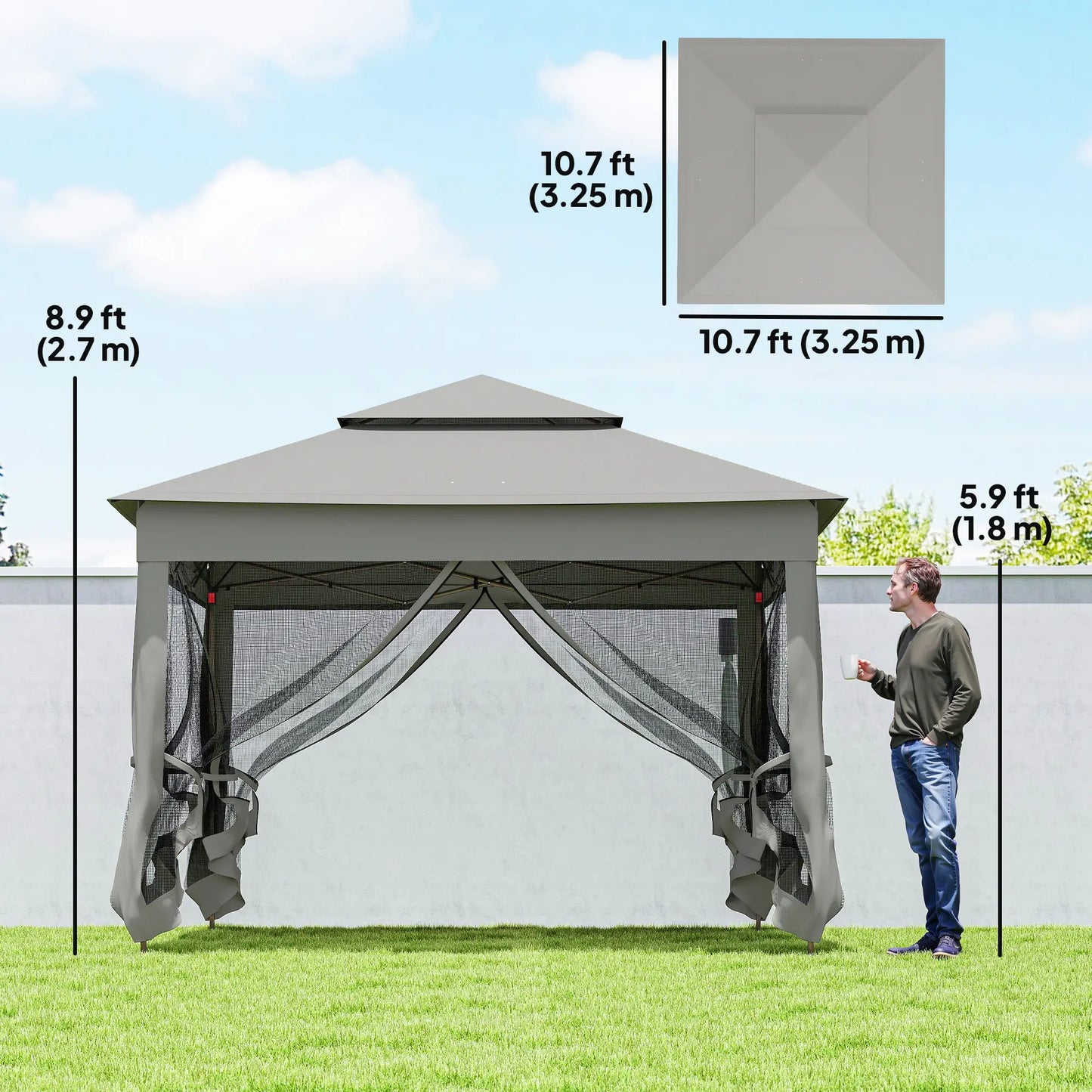 11' x 11' Pop Up Canopy Tent, Light Grey Pop Up Canopies at Gallery Canada