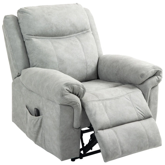 Manual Recliner Chair, Vibration Massage, Side Pockets, Microfibre, Grey Sofas & Reclining Chairs Grey at Gallery Canada