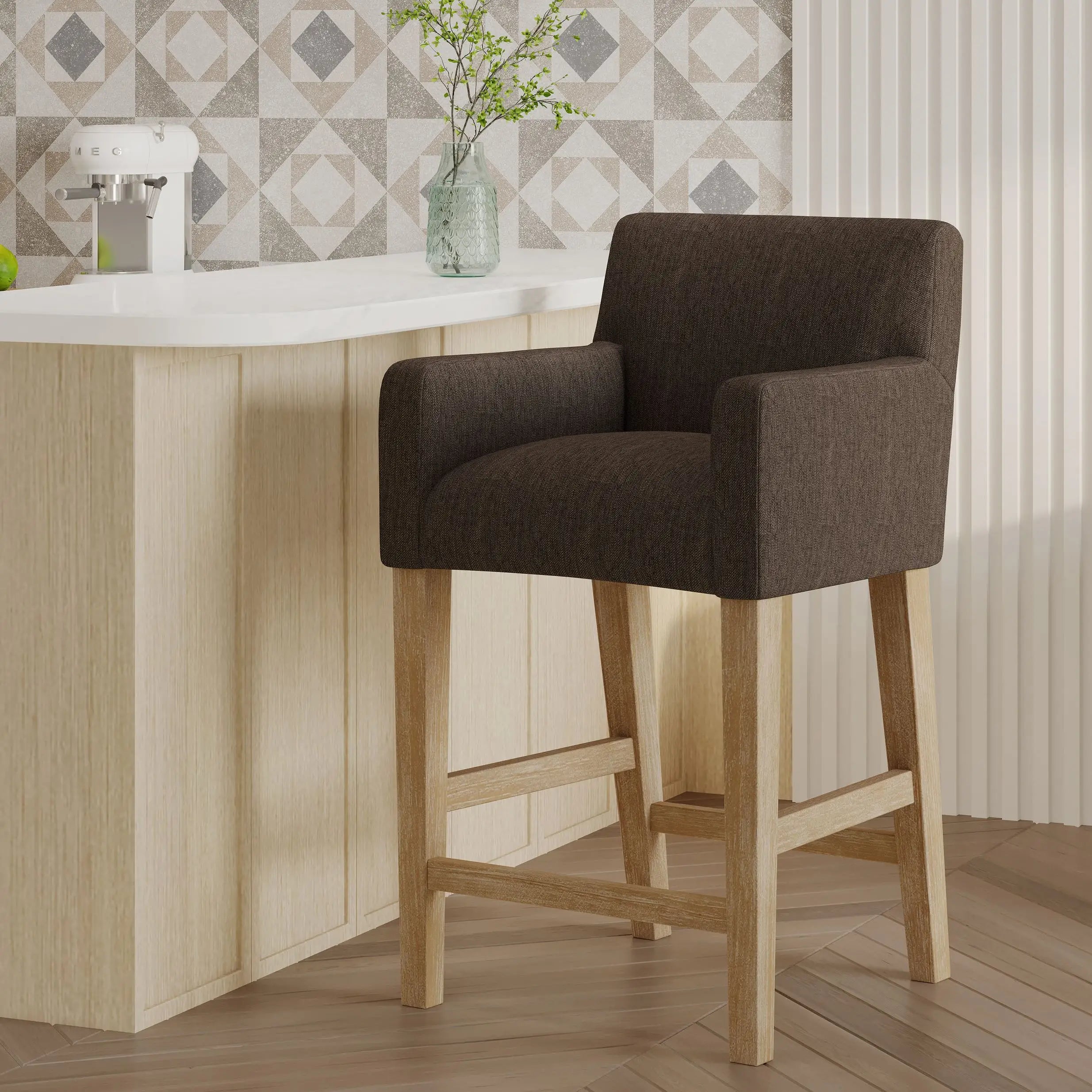 Counter Stool, Rubberwood Frame, Contemporary, 24