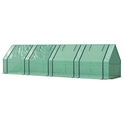 Portable Mini Greenhouse Tunnel, Growing Tent, w/ Zippered Doors, Green