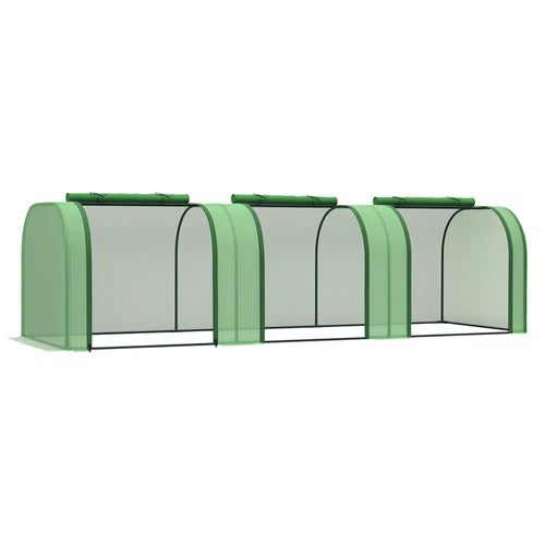9.7' x 3.3' x 2.5' Mini Tunnel Greenhouse, PE Cover, Steel Frame, Zipped Doors, Dark Green