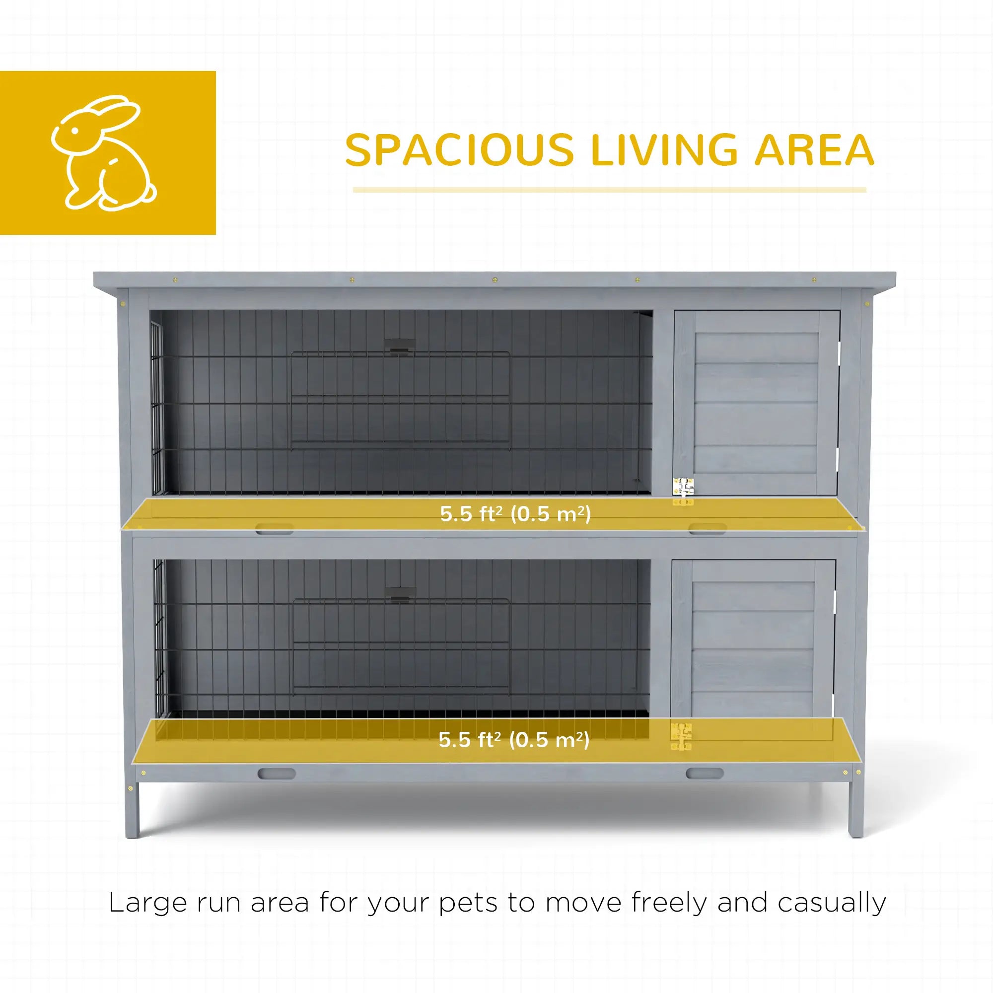 2 Tier Wooden Rabbit Hutch, Bunny Pet House, Grey Rabbit Hutch at Gallery Canada