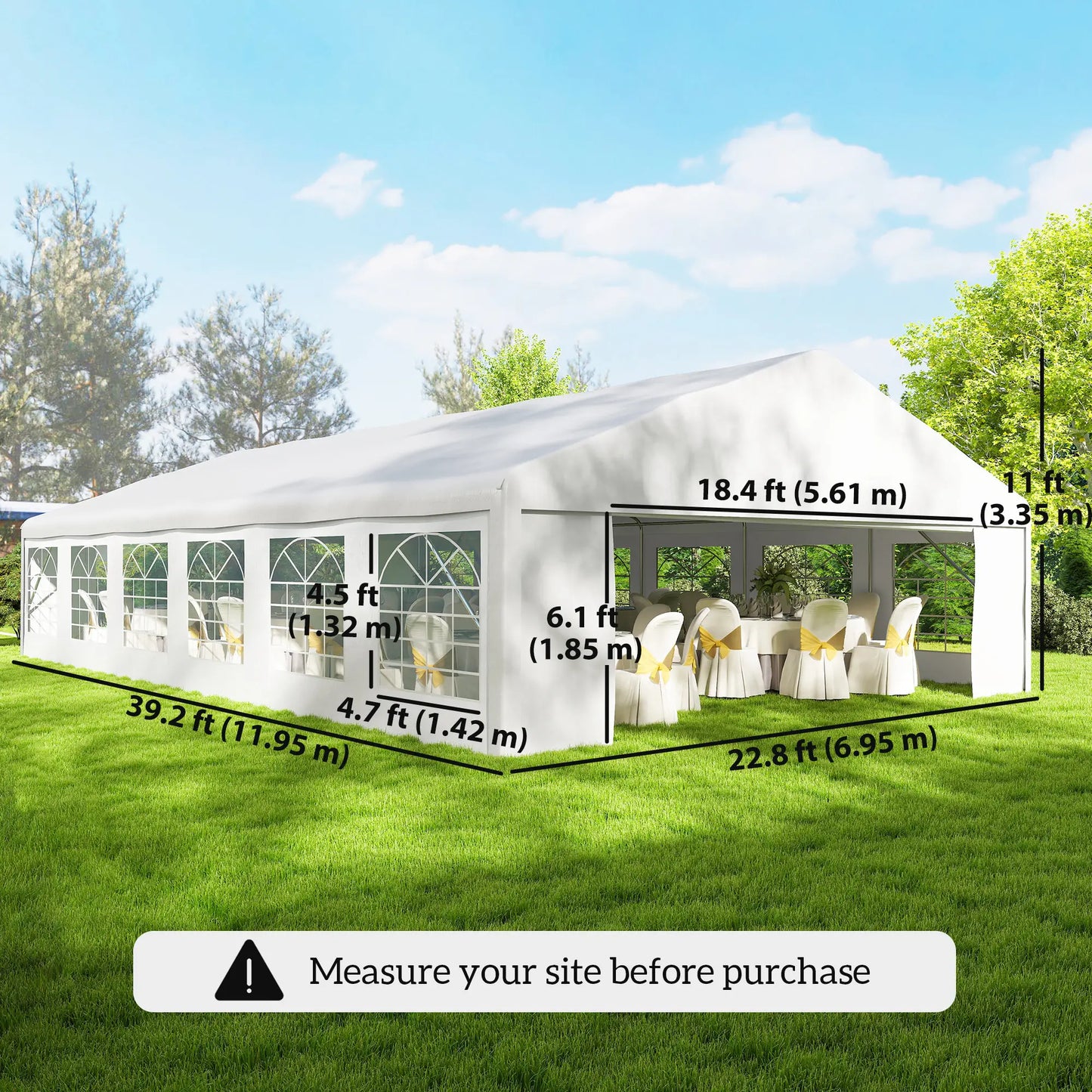 23' x 39' Party Tent, Heavy Duty Outdoor Canopy Shelter, White Canopy Tents at Gallery Canada