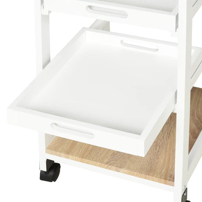 4-Tier Kitchen Cart, Removable Serving Tray, Wheels with Drawer, White Kitchen Islands & Kitchen Carts at Gallery Canada