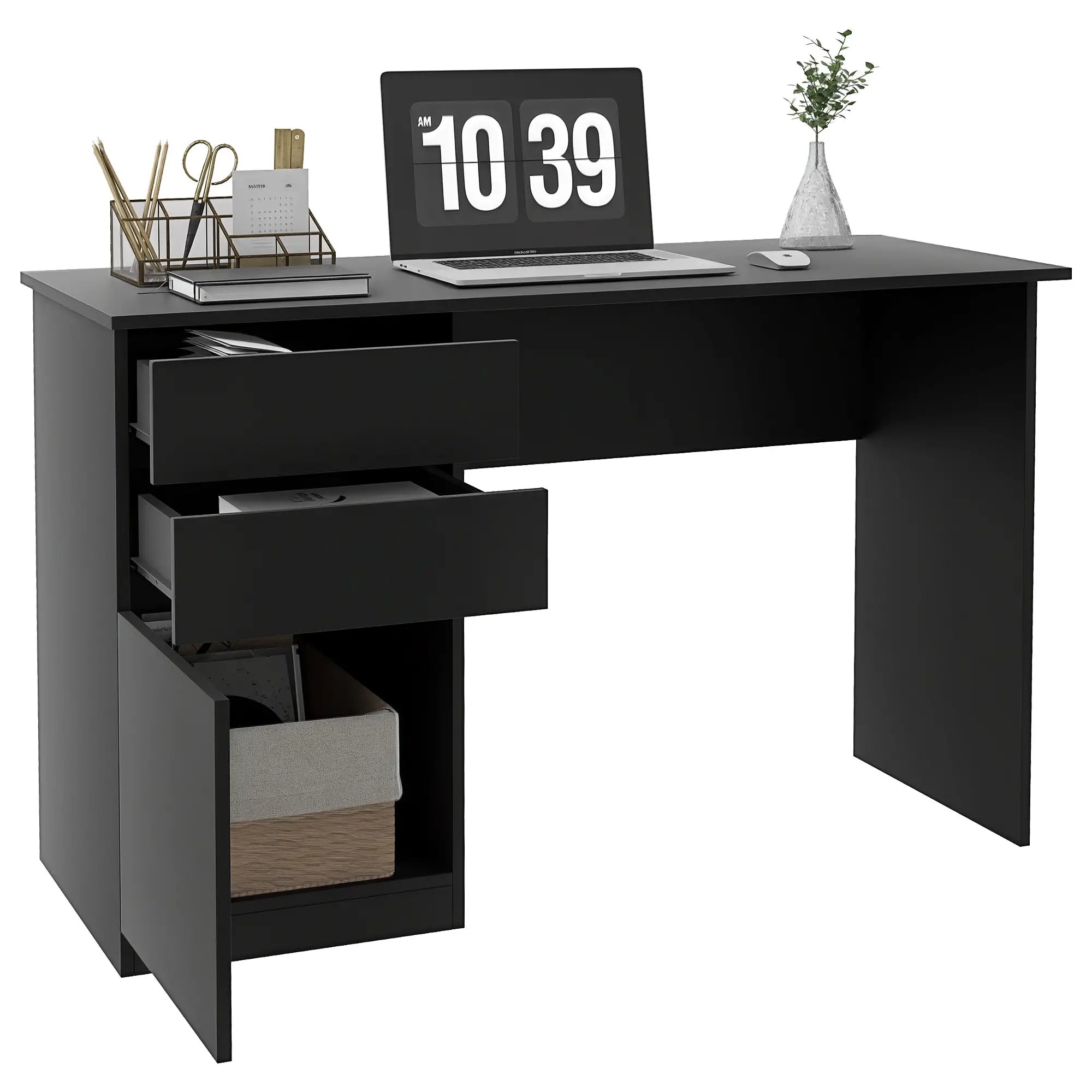 Computer Desk With Storage, Drawers and Cabinet, Black Computer Desks at Gallery Canada