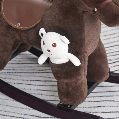 Kids Plush Ride-On Rocking Horse, Bear Toy, Realistic Sounds, Brown Rocking Horses at Gallery Canada