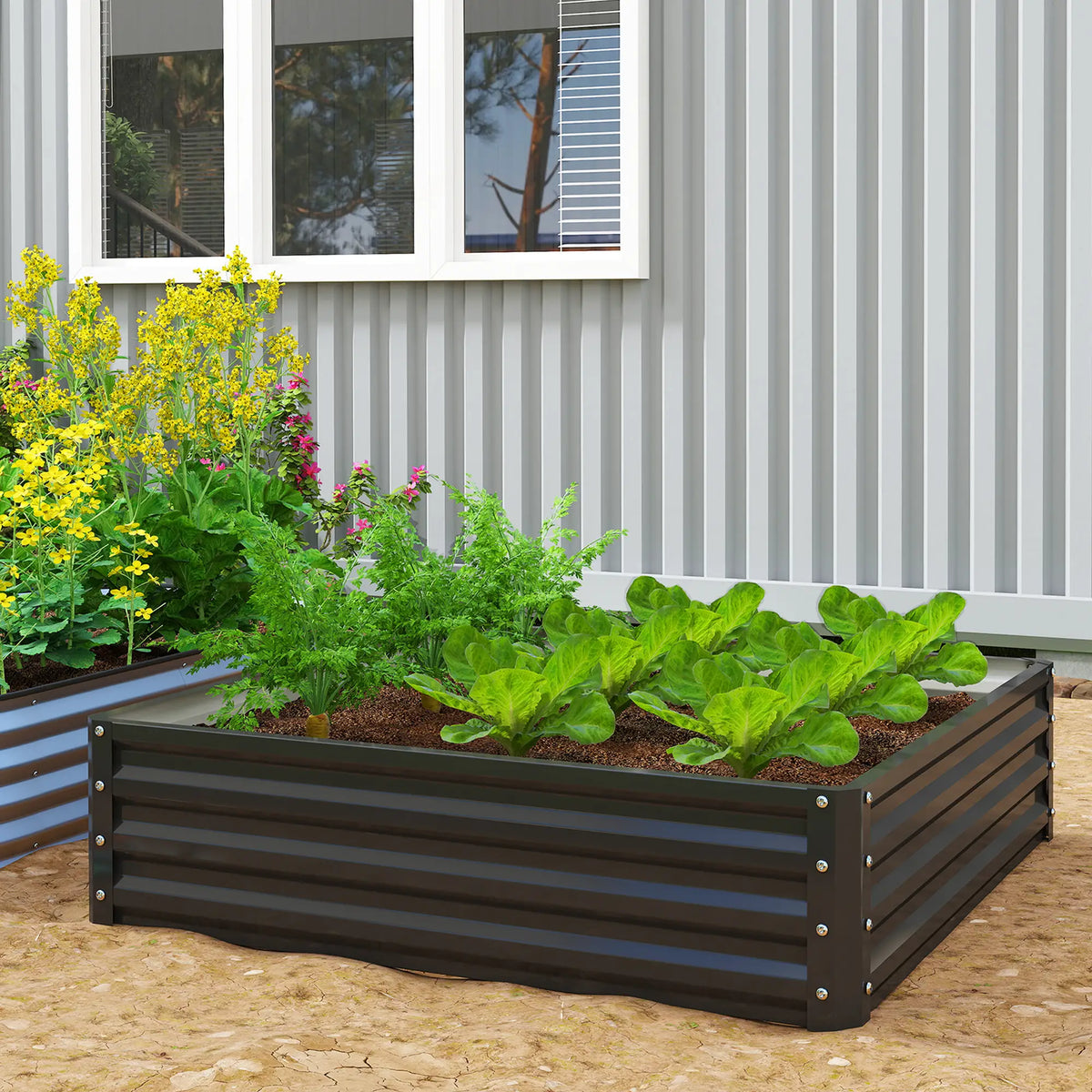 Galvanized Steel Raised Garden Bed, Black Galvanized Planter Boxes at Gallery Canada
