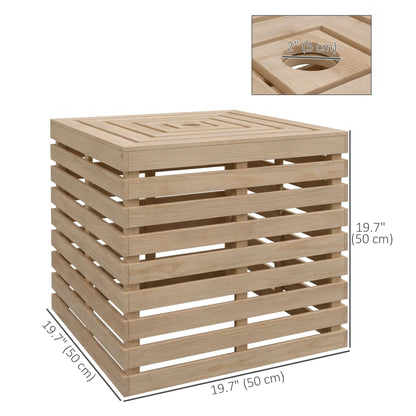 Boîte de rangement pour base de parasol extérieur, table d'appoint en bois pour patio, marron