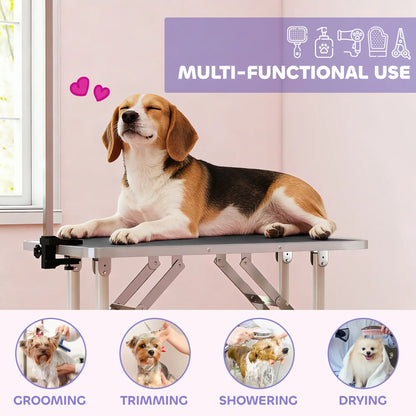 Foldable Pet Grooming Table, Adjustable Arm, Non-Slip Surface, Black Dog Grooming Tables at Gallery Canada