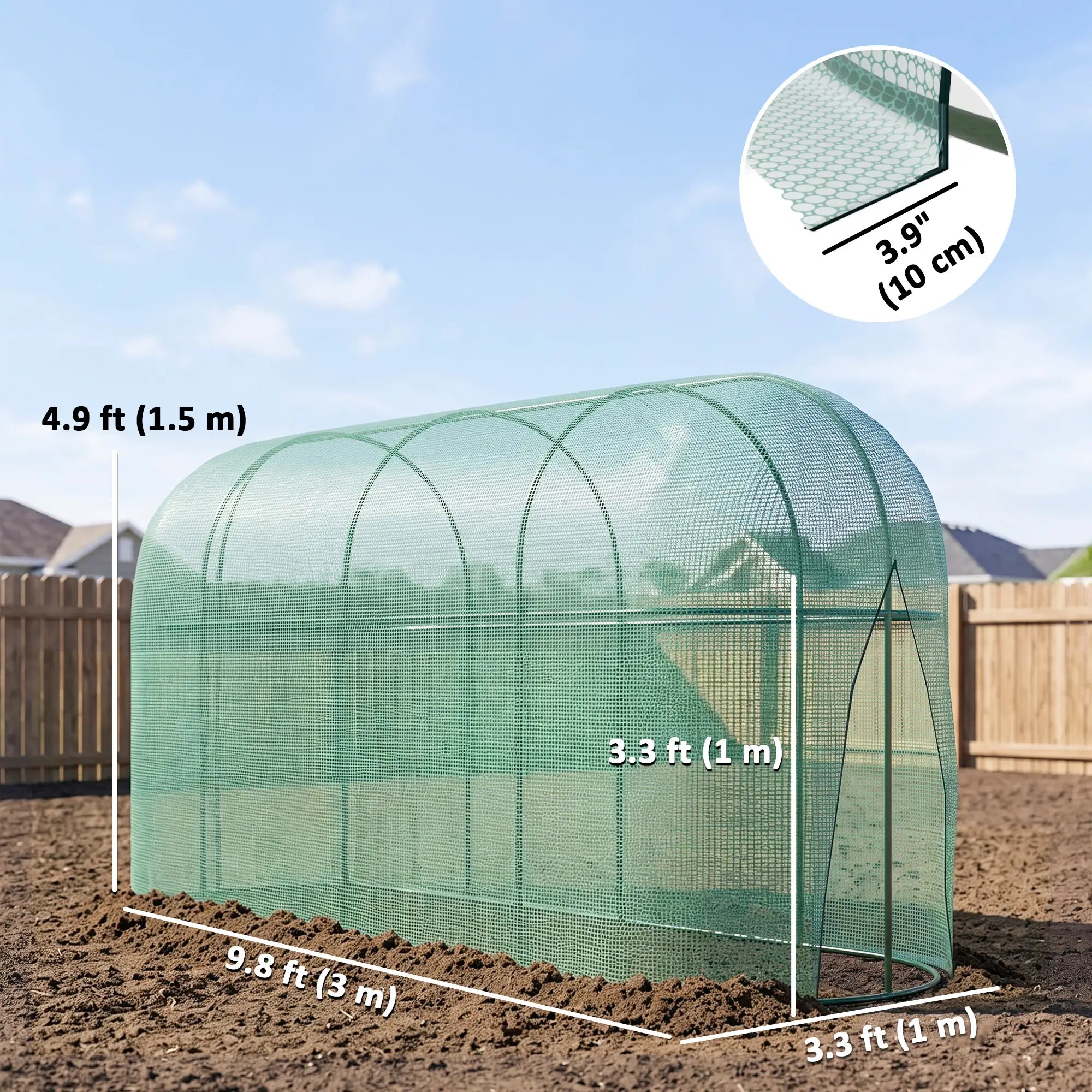 9.8' x 3.3' Plant Protector Tent, Crop Cage, Zipped Door, Ground Stakes Walk In Greenhouses at Gallery Canada