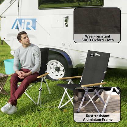 Portable Folding Camp Chairs 2 Pack, Padded Seat, High Back Recliner, Black Picnic Tables & Camping Chairs at Gallery Canada