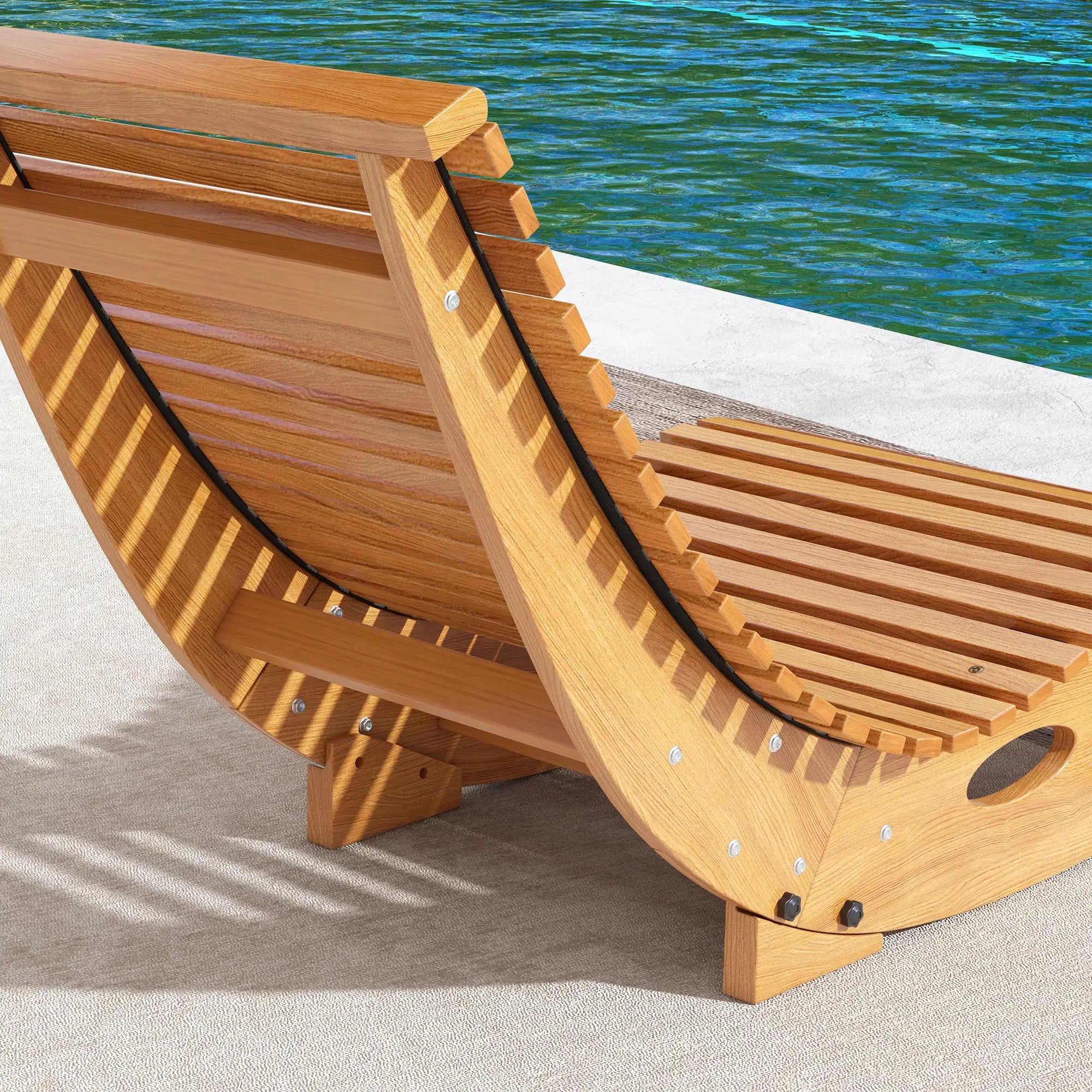 Outdoor Rocking Chair, Wooden Slatted Seat, 51.2